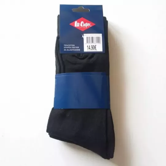 Lot De 3 Paires De Chaussettes Classiques Lee Cooper Unies Noire Etiquette