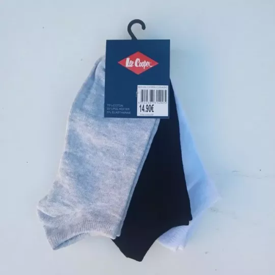 Lot De 3 Paires Socquettes Chaussettes Lee Cooper 3 Couleurs Etiquette
