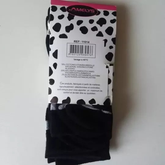 Lot de 3 Paires de Chaussettes Imprimés d'Animaux 36/42 Noires Etiquette