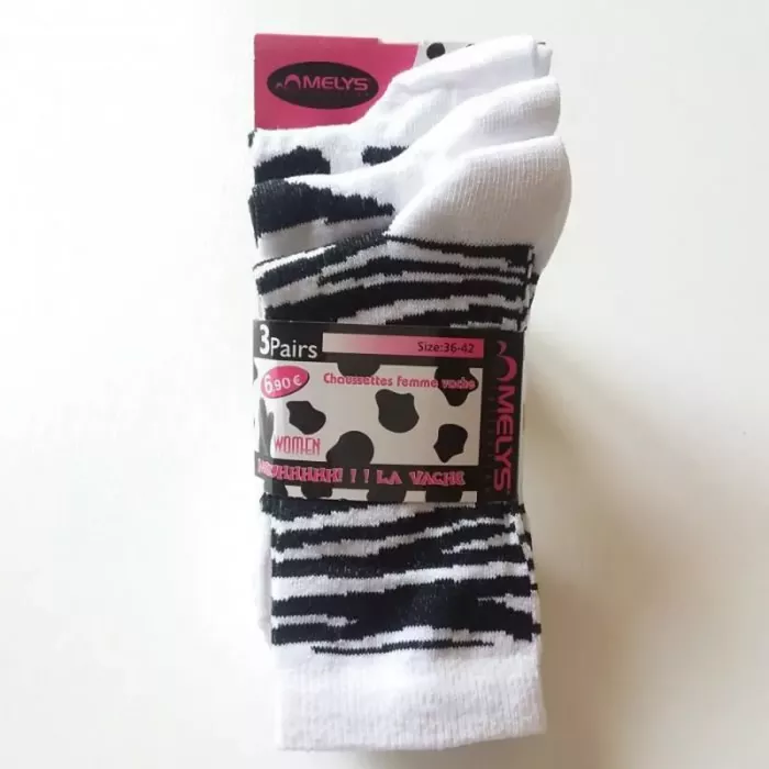 Lot de 3 Paires de Chaussettes Imprimés d'Animaux 36/42 Blanches Principale