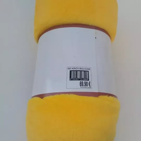 Plaid, Couverture Polaire Marque KINDY 200/ 230CM Couleur Jaune Brillant Vintage Etiquette