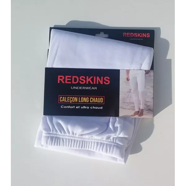 Caleçons Longs Hommes Chauds et Doux du S au 2XL Blanc REDSKINS Emballage