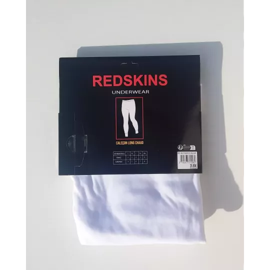 Caleçons Longs Hommes Chauds et Doux du S au 2XL Blanc REDSKINS Etiquette