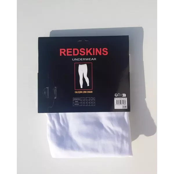Caleçons Longs Hommes Chauds et Doux du S au 2XL Blanc REDSKINS Etiquette