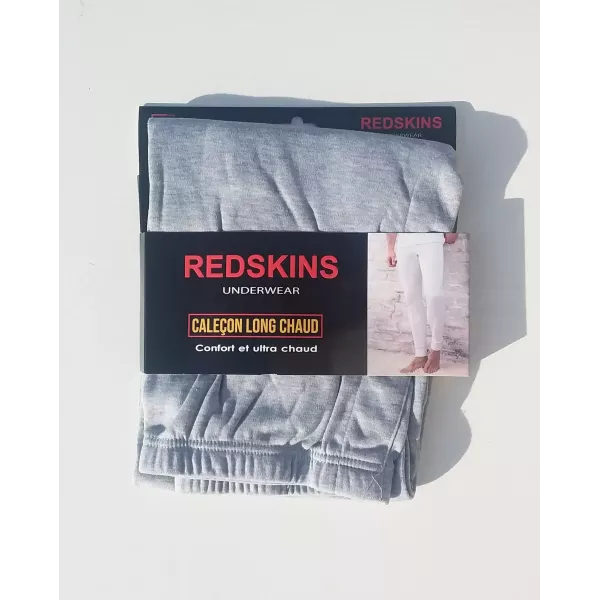 Caleçons Longs Hommes Chauds et Doux du S au 2XL Gris Clair REDSKINS Emballage