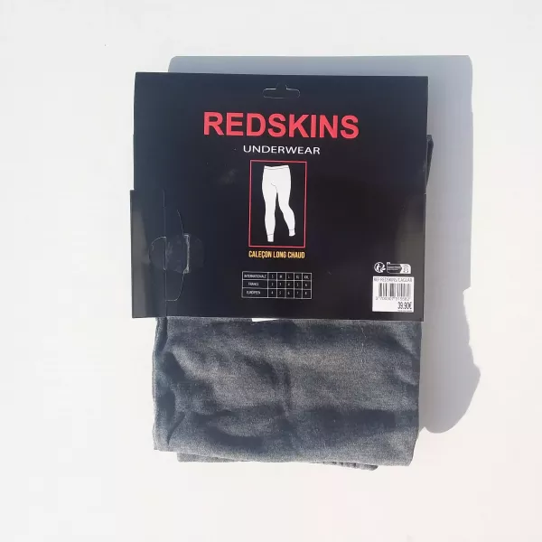 Caleçons Longs Hommes Chauds et Doux du S au 2XL Gris Foncé REDSKINS Etiquette
