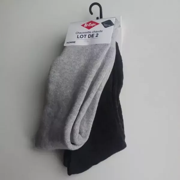 Lot De 2 Paires De Chaussettes Chaudes Lee Cooper Unies gris clair noir Autre