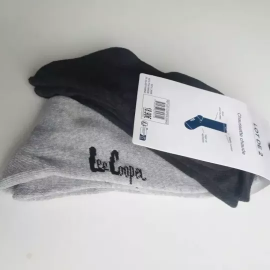 Lot De 2 Paires De Chaussettes Chaudes Lee Cooper Unies gris clair noir Principale