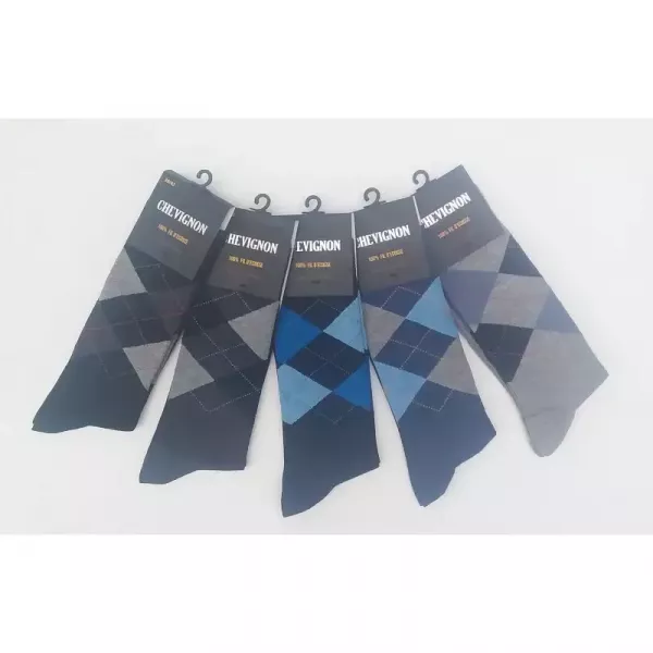 Pack Luxe 5 paires Chaussettes Chevignon 100% Coton Fil D'écosse Style jacquard Principale