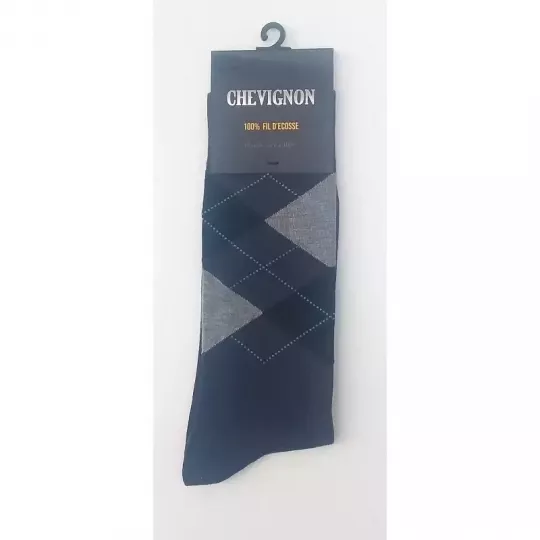 Pack Luxe 5 paires Chaussettes Chevignon 100% Coton Fil D'écosse Style jacquard Noire