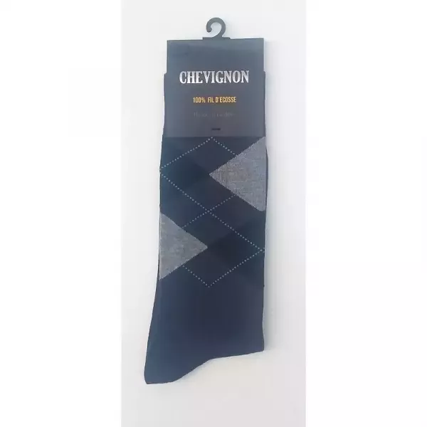 Pack Luxe 5 paires Chaussettes Chevignon 100% Coton Fil D'écosse Style jacquard Noire
