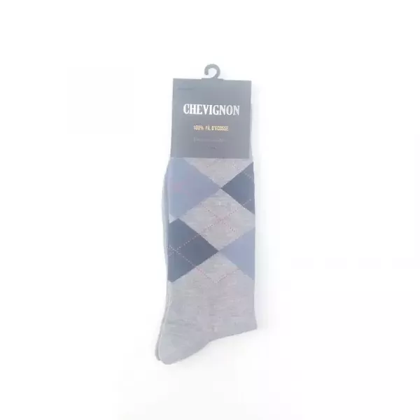 Pack Luxe 5 paires Chaussettes Chevignon 100% Coton Fil D'écosse Style jacquard Grise