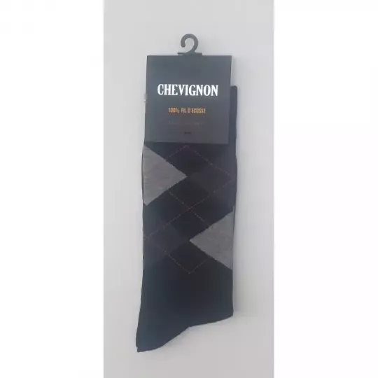 Pack Luxe 5 paires Chaussettes Chevignon 100% Coton Fil D'écosse Style jacquard Gris Foncé