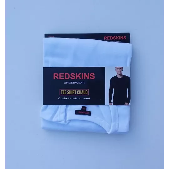 Tee Shirt Manches Longues Chaud REDSKINS Du S Au 2XL Couleur Blanc Etiquette