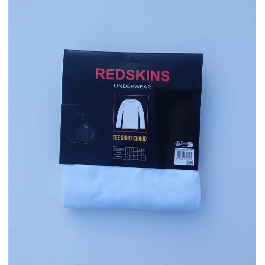 Tee Shirt Manches Longues Chaud REDSKINS Du S Au 2XL Couleur Blanc Emballage