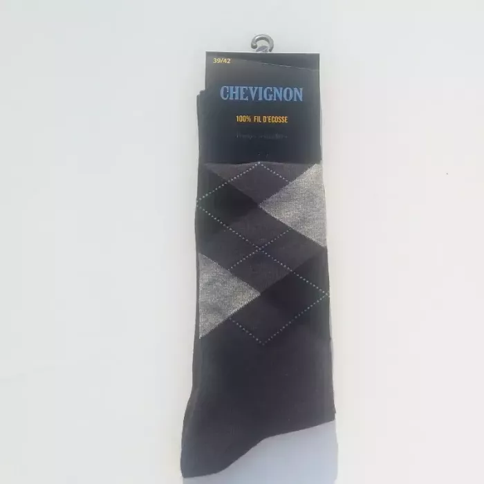 Paire de Chaussettes Mi Longues Chevignon 100% Coton fil D'écosse Dessin jacquard Gris Foncé Principale