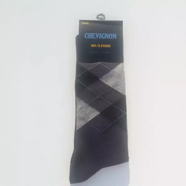 Paire de Chaussettes Mi Longues Chevignon 100% Coton fil D'écosse Dessin jacquard Gris Foncé Principale