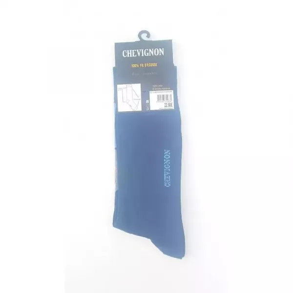 Paire de Chaussettes Mi Longues Chevignon 100% Coton fil D'écosse Dessin jacquard Bleu Marine Etiquette