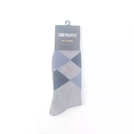 Paire de Chaussettes Mi Longues Chevignon 100% Coton fil D'écosse Dessin jacquard Gris Principale