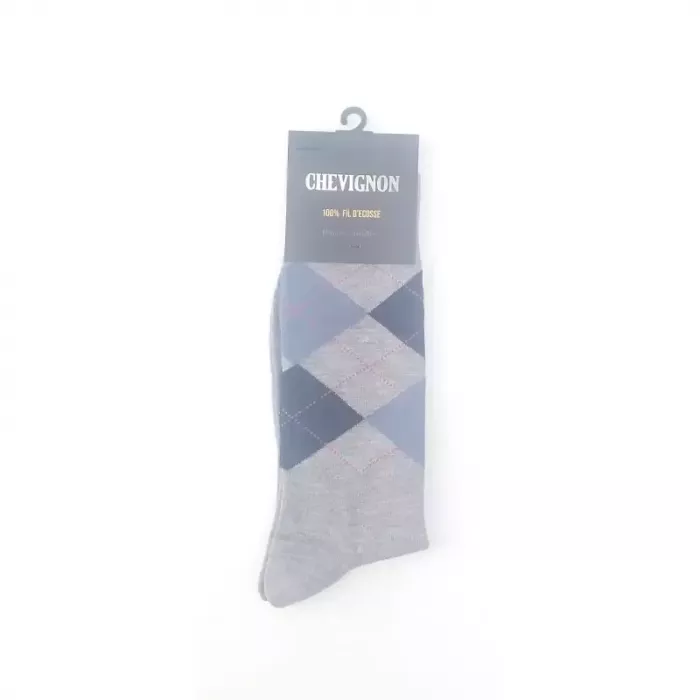 Paire de Chaussettes Mi Longues Chevignon 100% Coton fil D'écosse Dessin jacquard Gris Principale