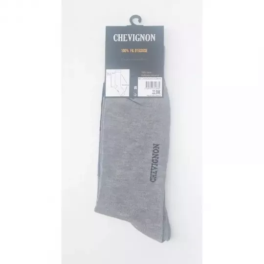 Paire de Chaussettes Mi Longues Chevignon 100% Coton fil D'écosse Dessin jacquard Gris Etiquette