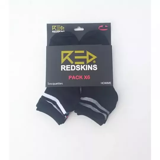 Lot de 6 Paires Socquettes Chaussettes Courtes Sport Noire REDSKINS Principale
