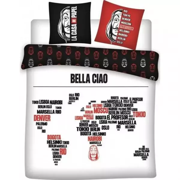 La Casa de Papel Housse de Couette 2 Taies D'oreiller 100% Coton Principale