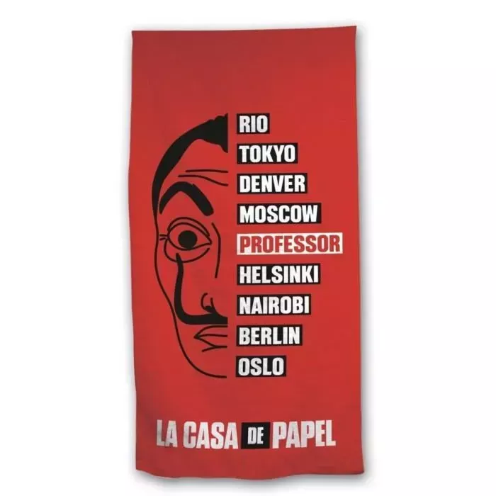 Serviette Drap De plage, Piscine 100% Coton La Casa de Papel El Professor Principale