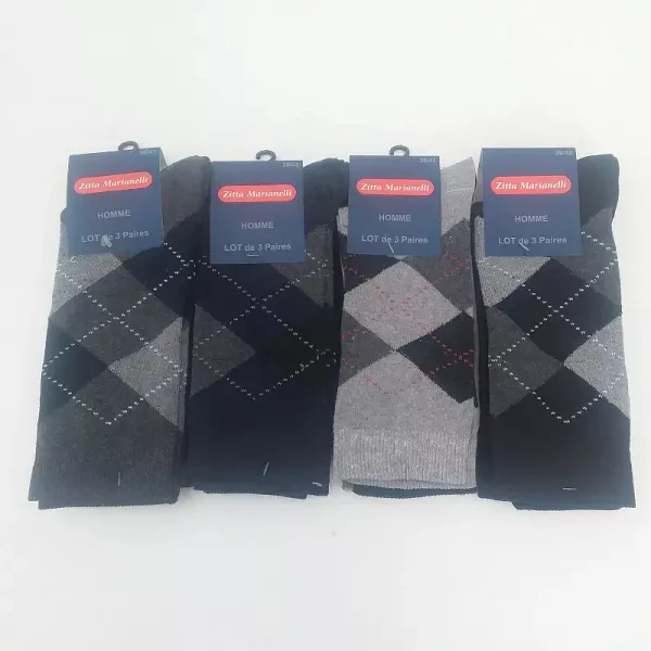 Lot de 12 Paires Chaussettes de Villes jacquard Mi Longues ZITTA MARIANELLI Face