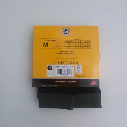 Caterpillar Lot de 2 boxers homme Noir-Kaki Etiquette Arrière