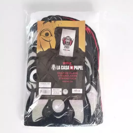 Serviette Drap De plage, Piscine 100% Coton La Casa de Papel Bella Ciao Emballage