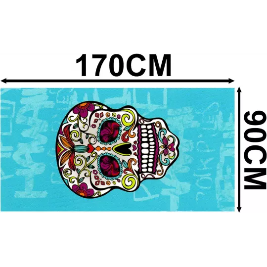 Grande Serviette De Plage Drap De Bain Microfibres Tête de Mort Mexicain Tailles