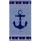 Grande Serviette Drap De Bain Microfibres Ancre Marine bleu Blanc Rouge Principale