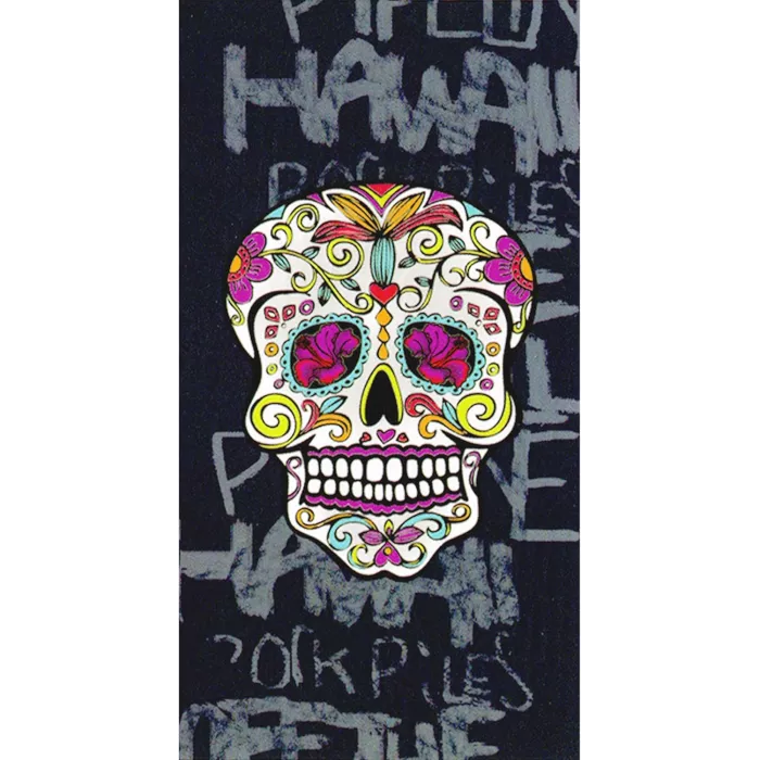 Grande Serviette De Plage Drap De Bain Microfibres Tête de Mort Bleu Marine Principale