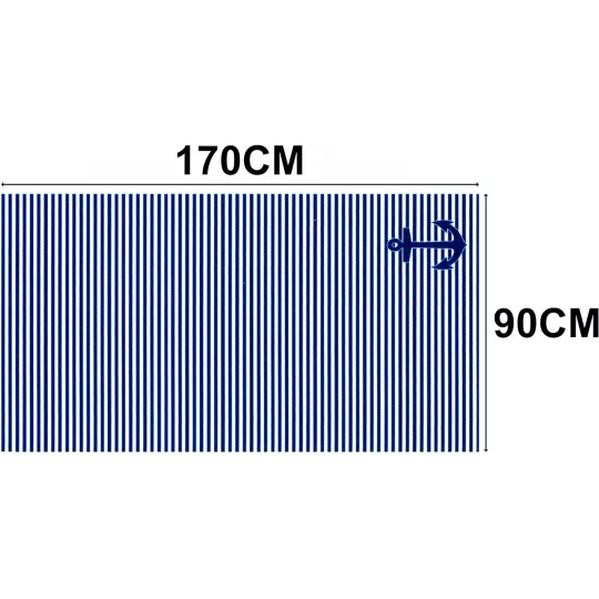 Grande Serviette De Plage Drap De Bain Microfibres Ancre Marine Bleue Dimensions