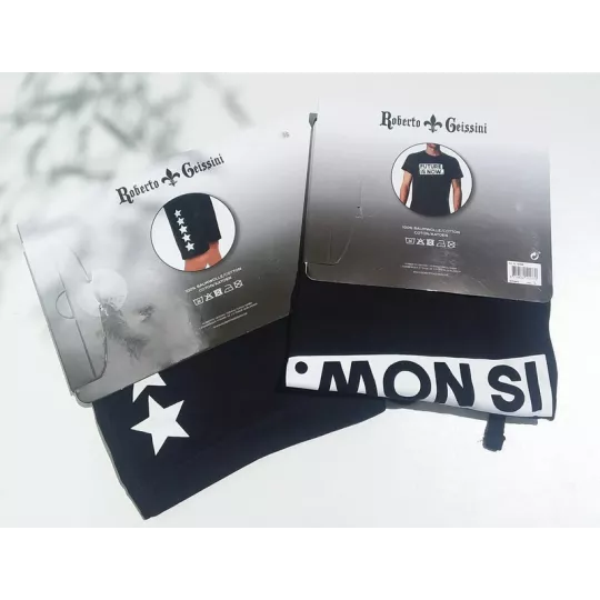 Ensemble Short Tee Shirt Marque Roberto Geissini 100% Coton Etiquette Dos