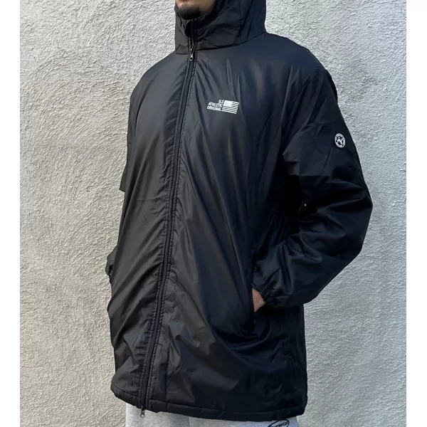 Vestes 3quarts Coupe Vent Imperméables Doublées Sherpa US ATHLETIC ORIGINAL Noire Du S Au XXL Cote Droite