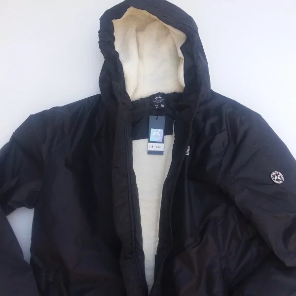 Vestes 3quarts Coupe Vent Imperméables Doublées Sherpa US ATHLETIC ORIGINAL Noire Du S Au XXL Capuche