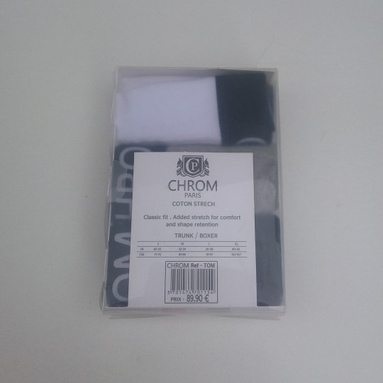 Pack Coffret de 3 Boxers Homme CHROM PARIS Etiquette