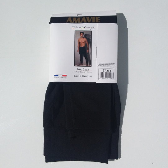 Caleçons Thermique Longs Hommes Chauds et Doux Taille Unique Noir Face