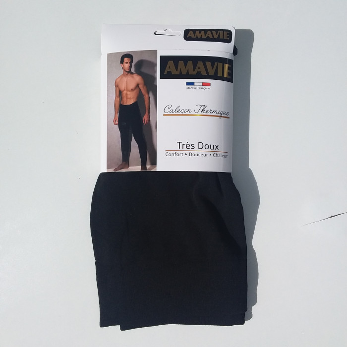 Caleçons Thermique Longs Hommes Chauds et Doux Taille Unique Noir Principale