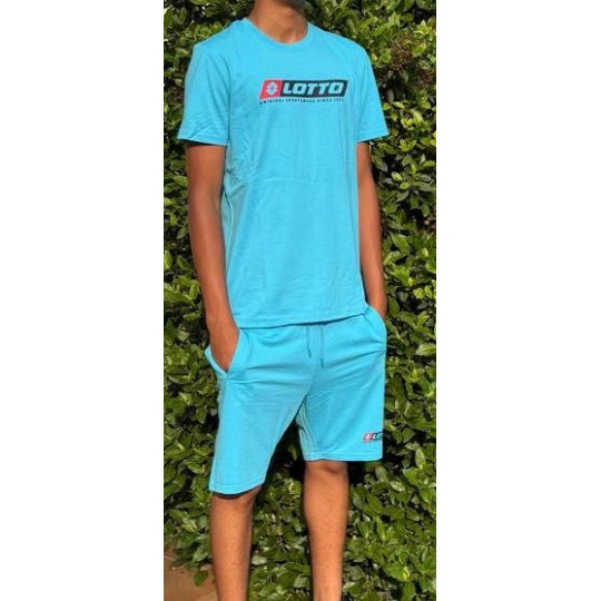 Complet LOTTO Vendu en ensemble ou à l'unité (T-Shirt seul ou short seul au choix) Bleu Clair Face