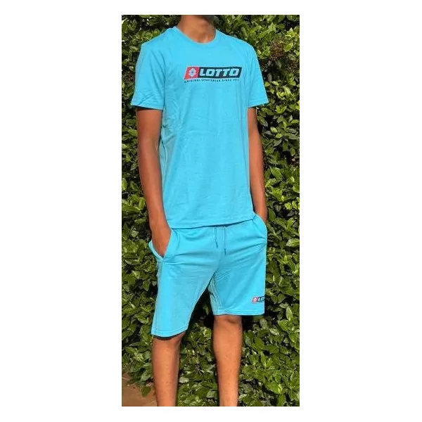 Complet LOTTO Vendu en ensemble ou à l'unité (T-Shirt seul ou short seul au choix) Bleu Clair Face