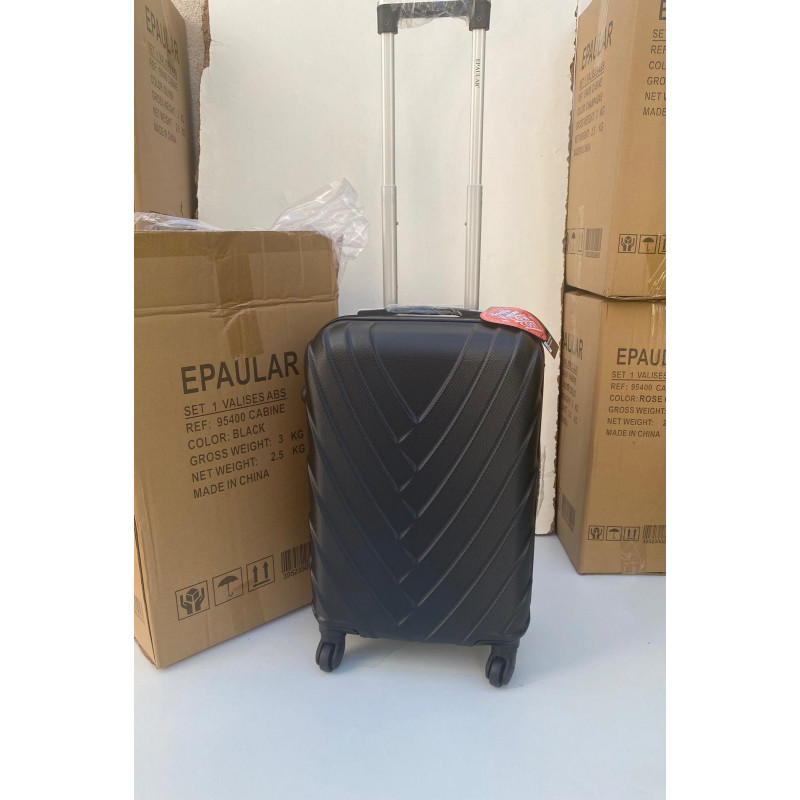 Valise Cabine 55cm ABS à 4 Roues Modèle Collier Noire