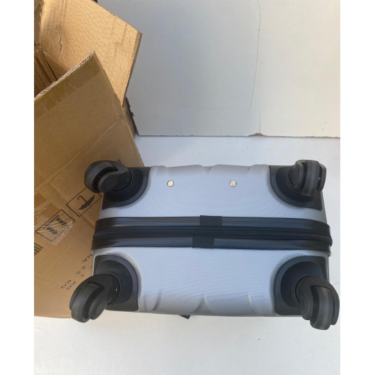 Valise Cabine 55cm ABS à 4 Roues Modèle Collier Grise Argent