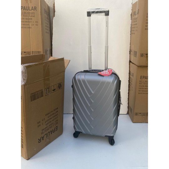 Valise Cabine 55cm ABS à 4 Roues Modèle Collier Grise Argent
