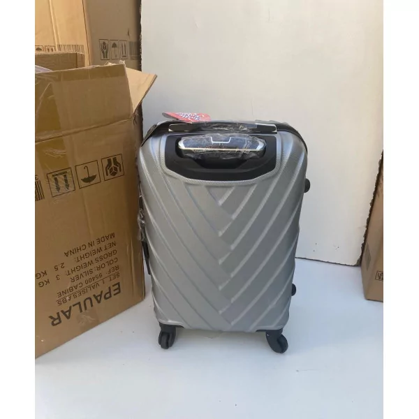 Valise Cabine 55cm ABS à 4 Roues Modèle Collier Grise Argent