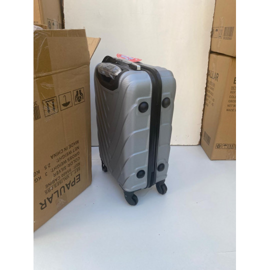Valise Cabine 55cm ABS à 4 Roues Modèle Collier Grise Argent