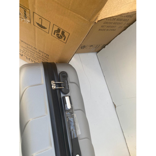 Valise Cabine 55cm ABS à 4 Roues Modèle Collier Grise Argent