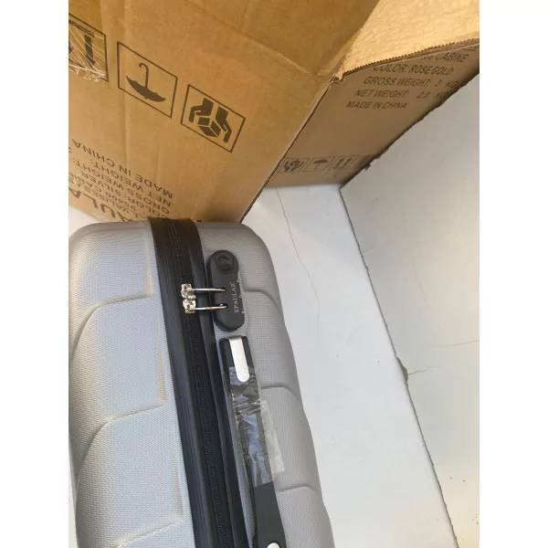 Valise Cabine 55cm ABS à 4 Roues Modèle Collier Grise Argent